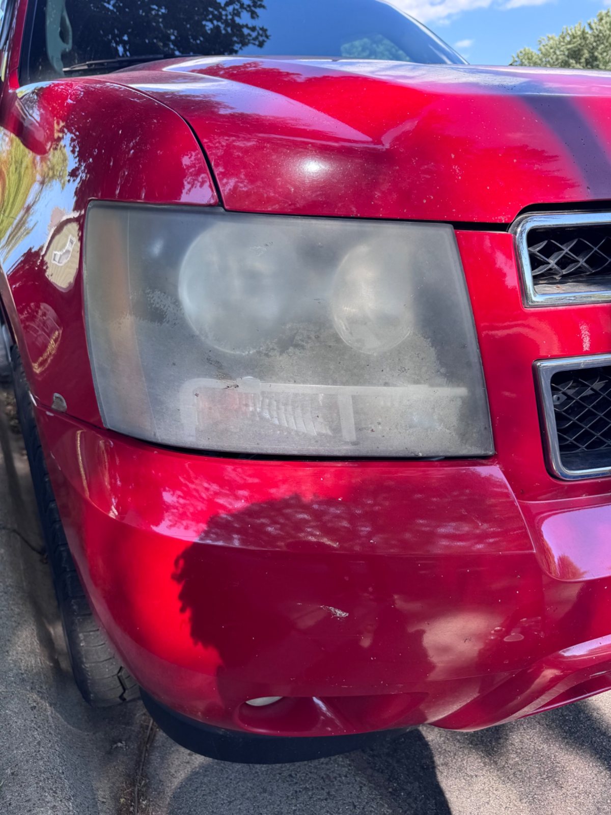 Cloudy headlight before restoration